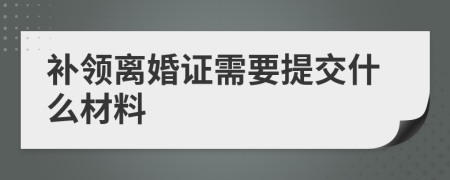 补领离婚证需要提交什么材料