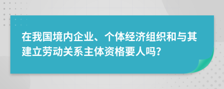 在我国境内企业、个体经济组织和与其建立劳动关系主体资格要人吗？