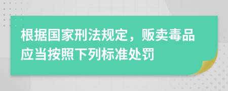 根据国家刑法规定，贩卖毒品应当按照下列标准处罚