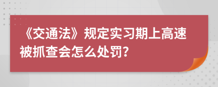 《交通法》规定实习期上高速被抓查会怎么处罚？