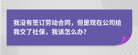 我没有签订劳动合同，但是现在公司给我交了社保，我该怎么办？