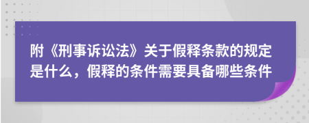 附《刑事诉讼法》关于假释条款的规定是什么，假释的条件需要具备哪些条件