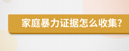 家庭暴力证据怎么收集？