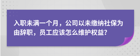 入职未满一个月，公司以未缴纳社保为由辞职，员工应该怎么维护权益？