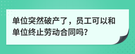 单位突然破产了，员工可以和单位终止劳动合同吗？