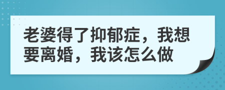 老婆得了抑郁症，我想要离婚，我该怎么做