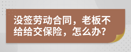 没签劳动合同，老板不给给交保险，怎么办？