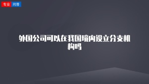 外国公司可以在我国境内设立分支机构吗