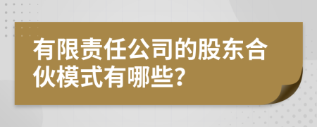 有限责任公司的股东合伙模式有哪些？