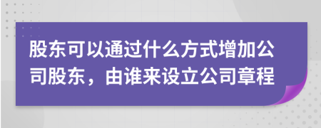 股东可以通过什么方式增加公司股东，由谁来设立公司章程