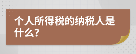 个人所得税的纳税人是什么？