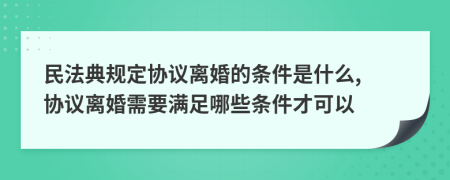 民法典规定协议离婚的条件是什么, 协议离婚需要满足哪些条件才可以