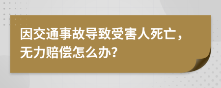 因交通事故导致受害人死亡，无力赔偿怎么办？