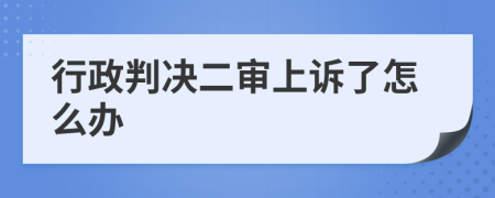 行政判决二审上诉了怎么办