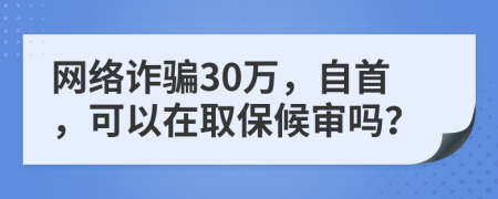 网络诈骗30万，自首，可以在取保候审吗？