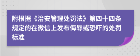 附根据《治安管理处罚法》第四十四条规定的在微信上发布侮辱或恐吓的处罚标准