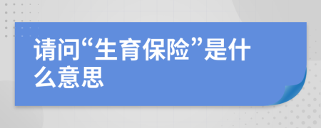 请问“生育保险”是什么意思