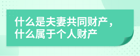 什么是夫妻共同财产，什么属于个人财产