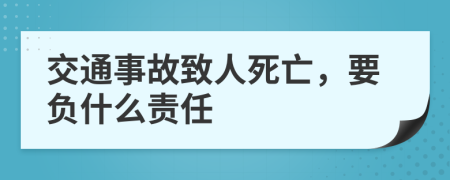 交通事故致人死亡，要负什么责任