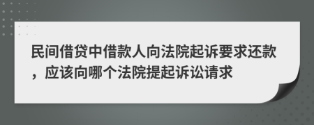 民间借贷中借款人向法院起诉要求还款，应该向哪个法院提起诉讼请求