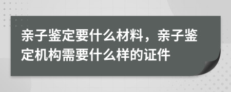 亲子鉴定要什么材料，亲子鉴定机构需要什么样的证件