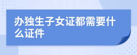 办独生子女证都需要什么证件