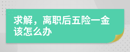 求解，离职后五险一金该怎么办