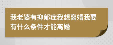 我老婆有抑郁症我想离婚我要有什么条件才能离婚