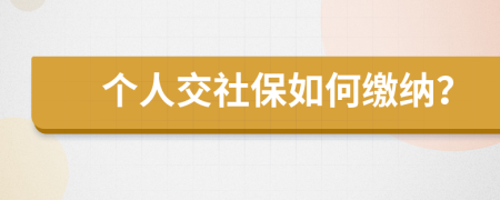 个人交社保如何缴纳？