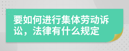 要如何进行集体劳动诉讼，法律有什么规定