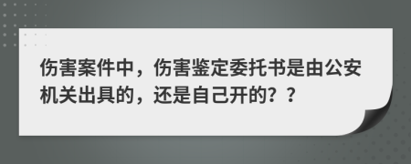 伤害案件中，伤害鉴定委托书是由公安机关出具的，还是自己开的？？