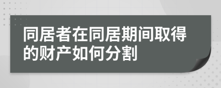 同居者在同居期间取得的财产如何分割