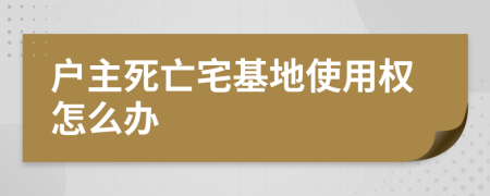 户主死亡宅基地使用权怎么办