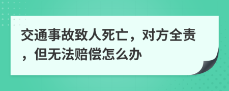 交通事故致人死亡，对方全责，但无法赔偿怎么办