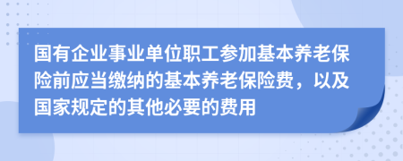 国有企业事业单位职工参加基本养老保险前应当缴纳的基本养老保险费，以及国家规定的其他必要的费用