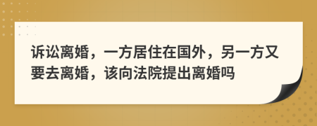 诉讼离婚，一方居住在国外，另一方又要去离婚，该向法院提出离婚吗