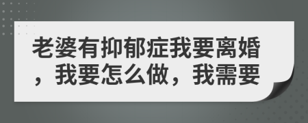 老婆有抑郁症我要离婚，我要怎么做，我需要