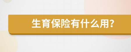 生育保险有什么用？