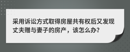 采用诉讼方式取得房屋共有权后又发现丈夫赠与妻子的房产，该怎么办？