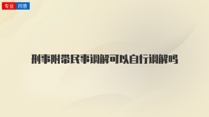 刑事附带民事调解可以自行调解吗