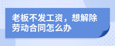 老板不发工资，想解除劳动合同怎么办