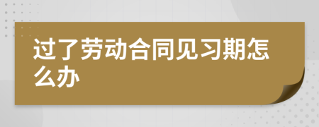 过了劳动合同见习期怎么办