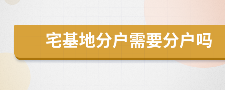 宅基地分户需要分户吗