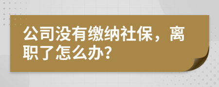 公司没有缴纳社保，离职了怎么办？