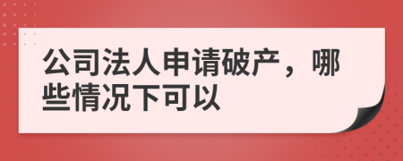 公司法人申请破产，哪些情况下可以