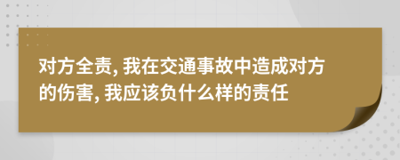 对方全责, 我在交通事故中造成对方的伤害, 我应该负什么样的责任