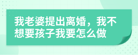 我老婆提出离婚，我不想要孩子我要怎么做