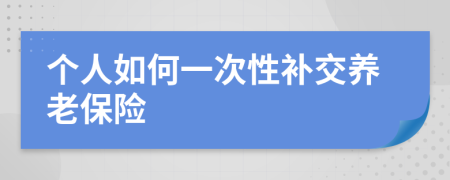 个人如何一次性补交养老保险