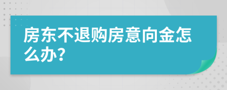 房东不退购房意向金怎么办？