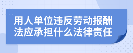 用人单位违反劳动报酬法应承担什么法律责任